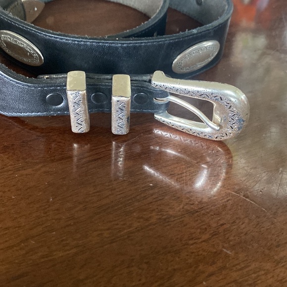 Brighton black leather belt with silver accents. 36 to 40 inches long. - Picture 2 of 10